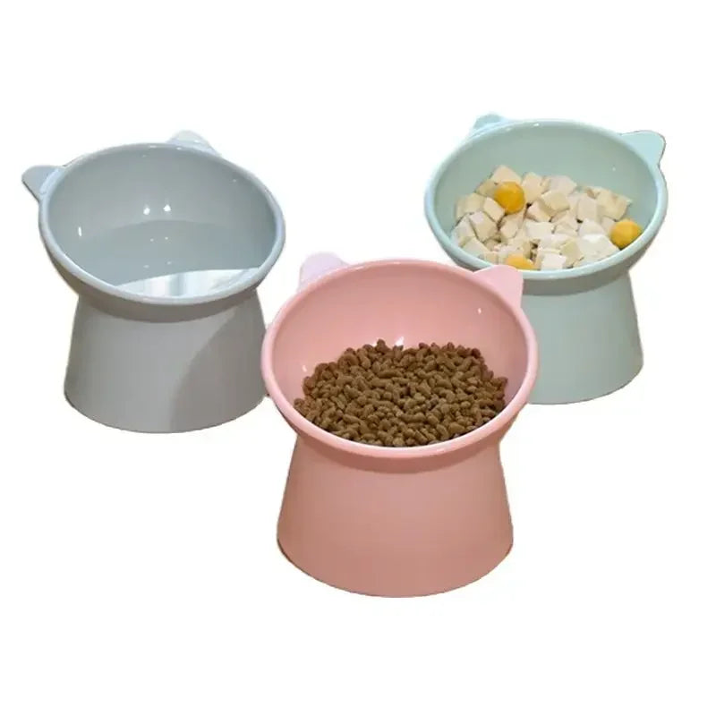 2025 New Pet Cat Dog Bowl High Foot 45° Neck Protector Cat Pet Food Water Bowl Anti-Overturning Binaural Pet Feeding Bowl Feeder