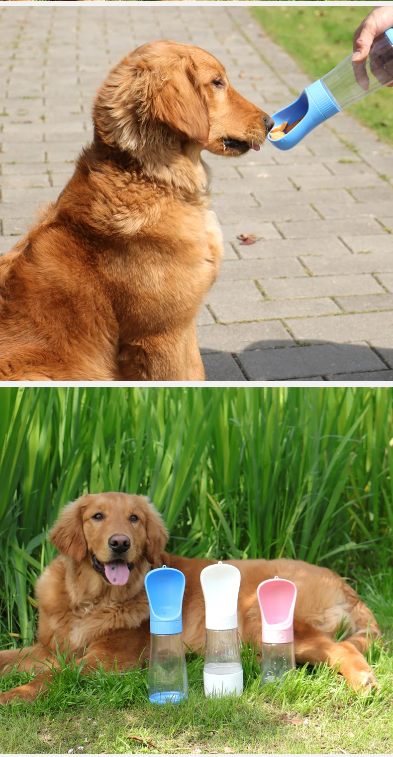 Pet 2 in 1 Portable Dog Water Bottle Food Container for Small Large Dogs Cats Drinking Bowl Outdoor Golden Retriever Supplies