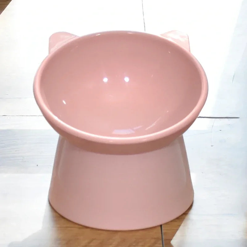 2025 New Pet Cat Dog Bowl High Foot 45° Neck Protector Cat Pet Food Water Bowl Anti-Overturning Binaural Pet Feeding Bowl Feeder