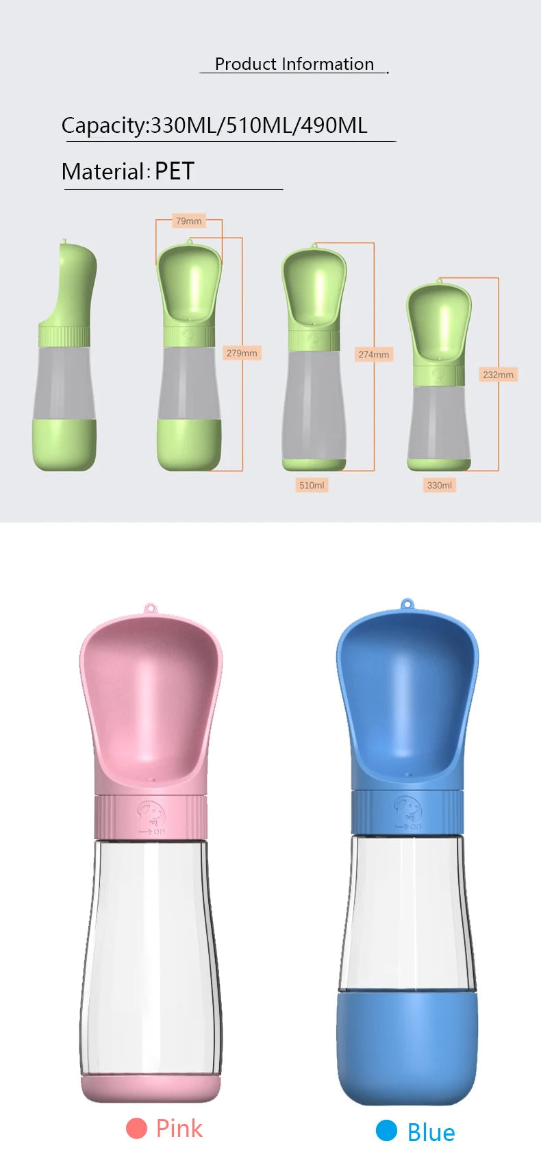 Pet 2 in 1 Portable Dog Water Bottle Food Container for Small Large Dogs Cats Drinking Bowl Outdoor Golden Retriever Supplies